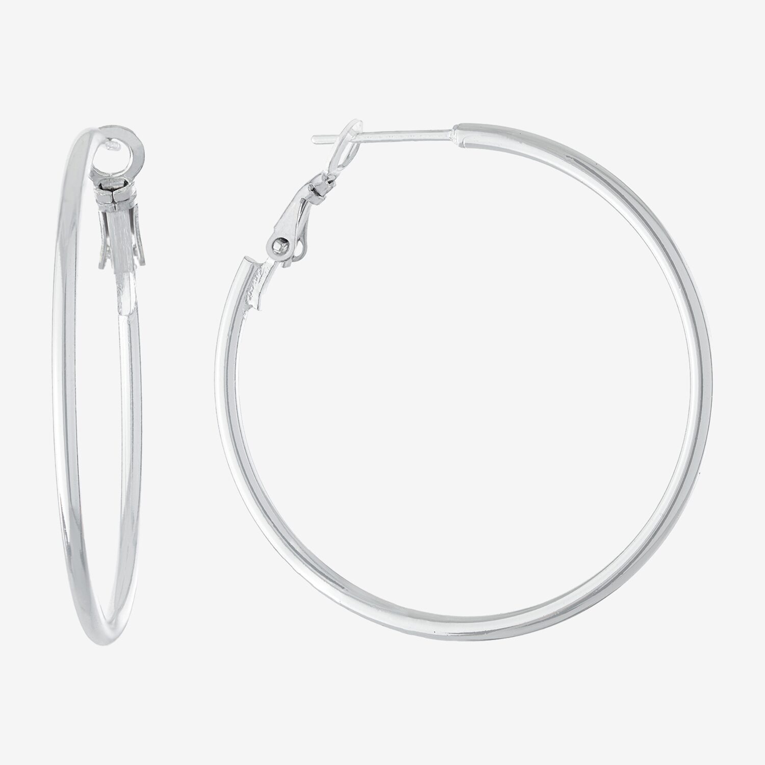 Silver Reflections Pure Silver Over Brass Hoop Earrings