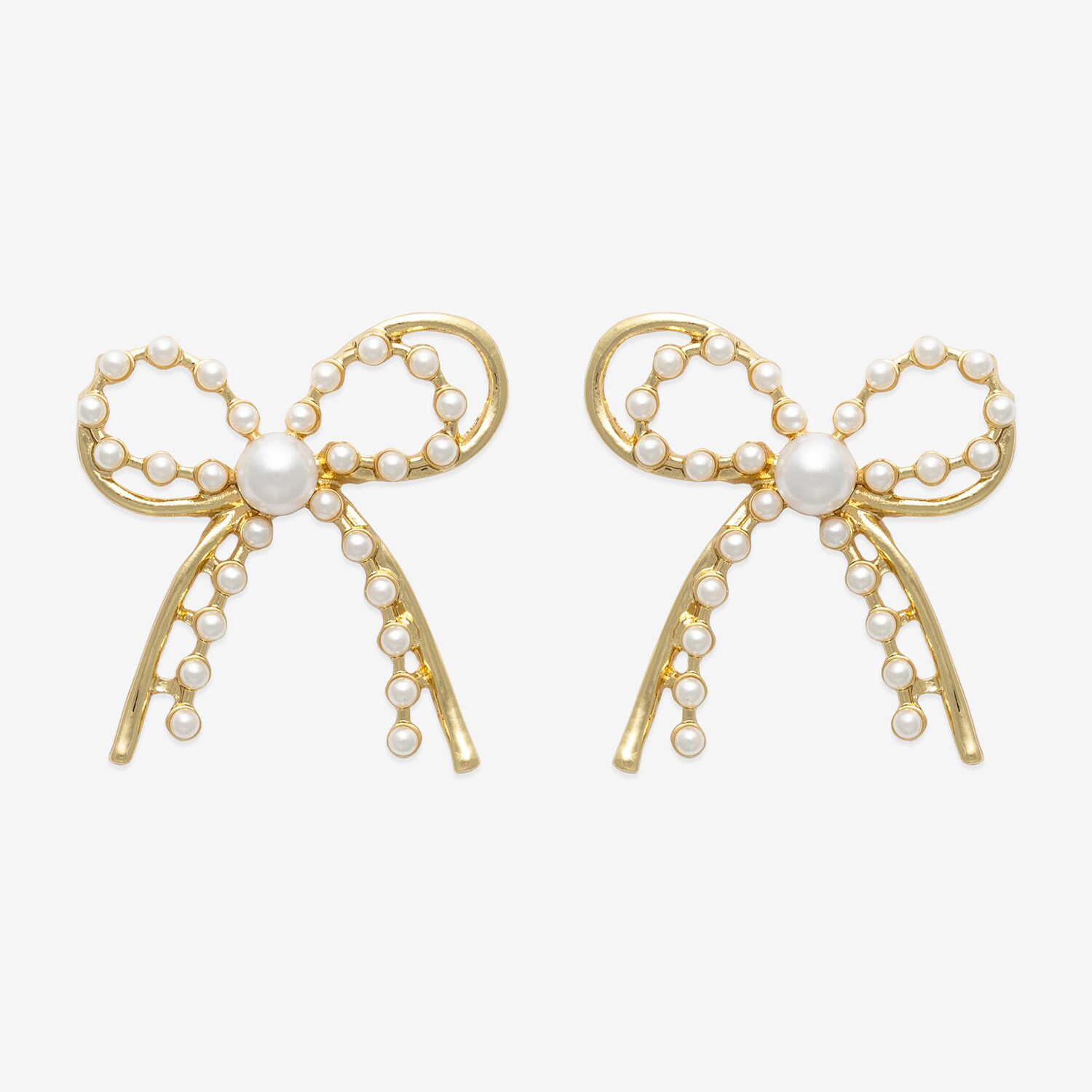 Bold Elements Gold Tone Womens Simulated Pearl Bow Drop Earrings
