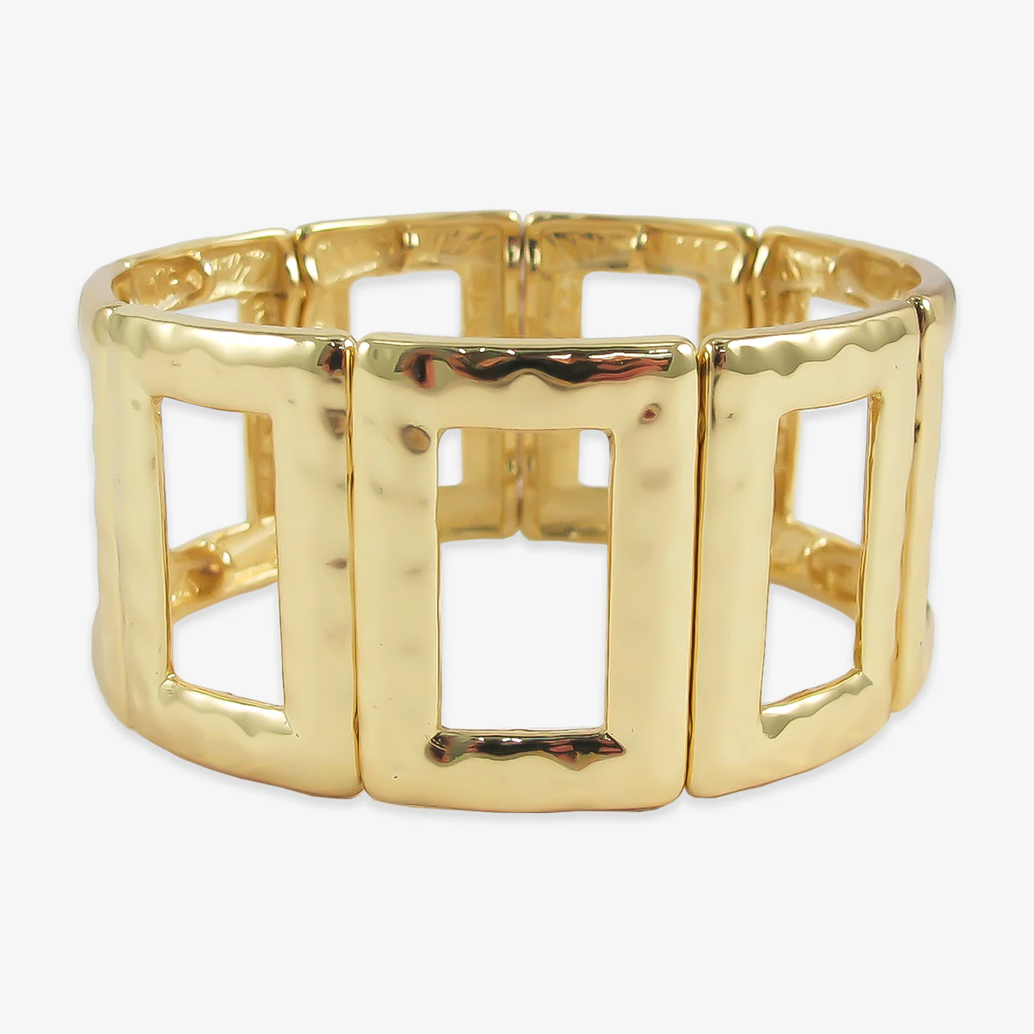 Bold Elements Silver Tone Hammered Rectangular Womens Stretch Bracelet