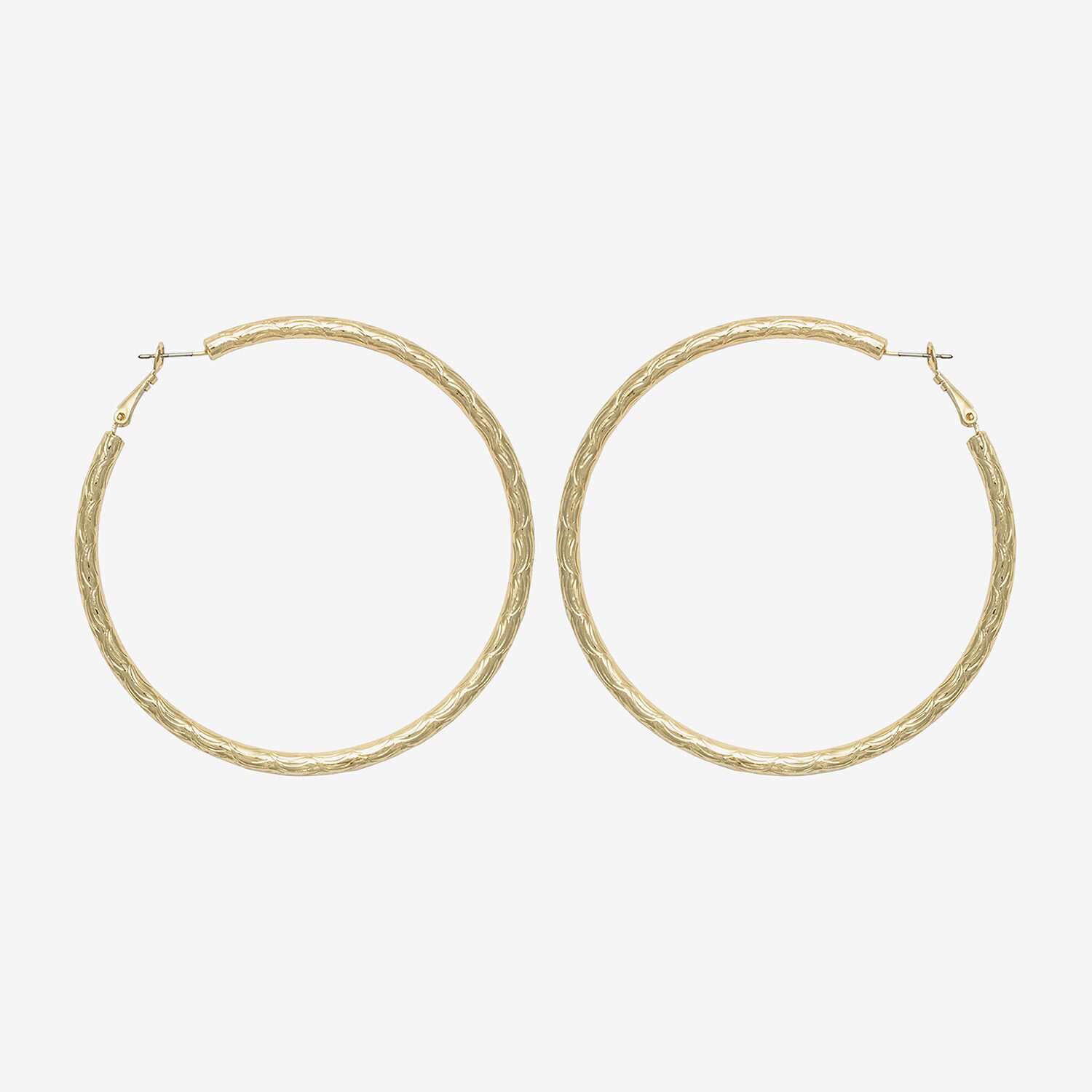 Bold Elements Diamond-Cut 79.1mm Womens 79.1mm Hoop Earrings