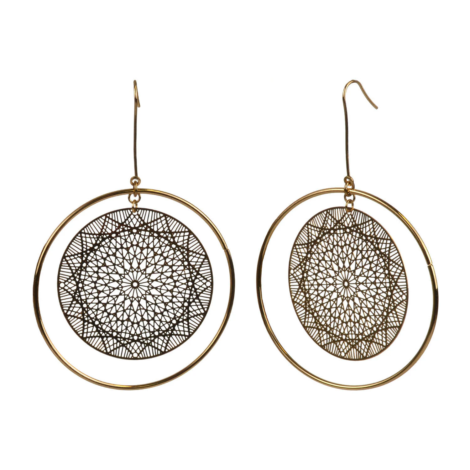 Bold Elements Filigree Circle Womens Drop Earrings