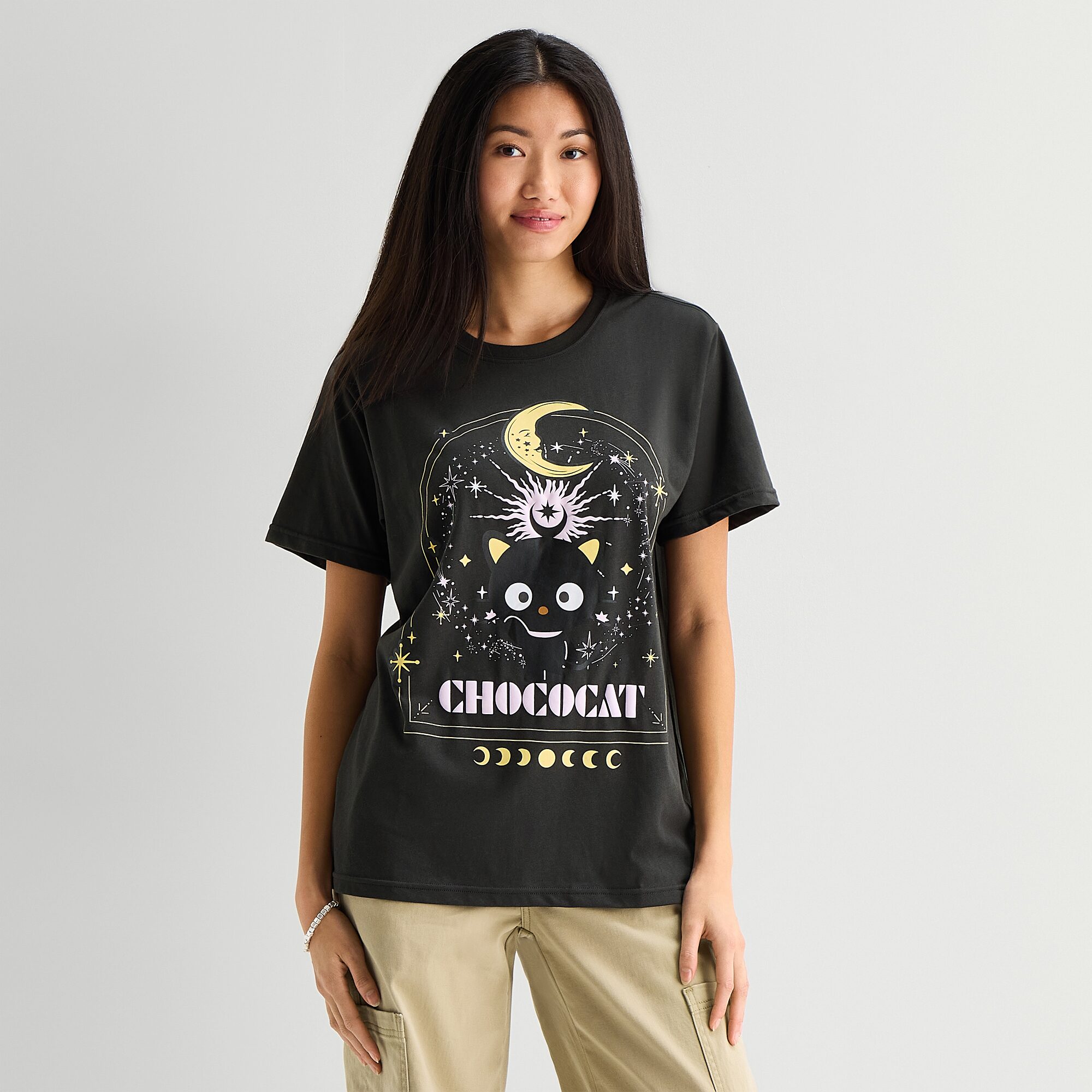 Grayson Threads, The Label Chococat Boyfriend Tee Womens Juniors Crew Neck Short Sleeve Relaxed Fit Graphic T-Shirt