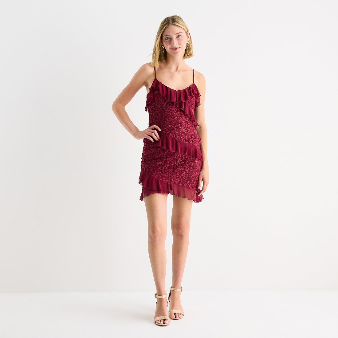 homecoming dresses shoes Dressime Sexy Sheath Lace Appliques Spaghetti Straps Homecoming Dresse –  dressime main image 1