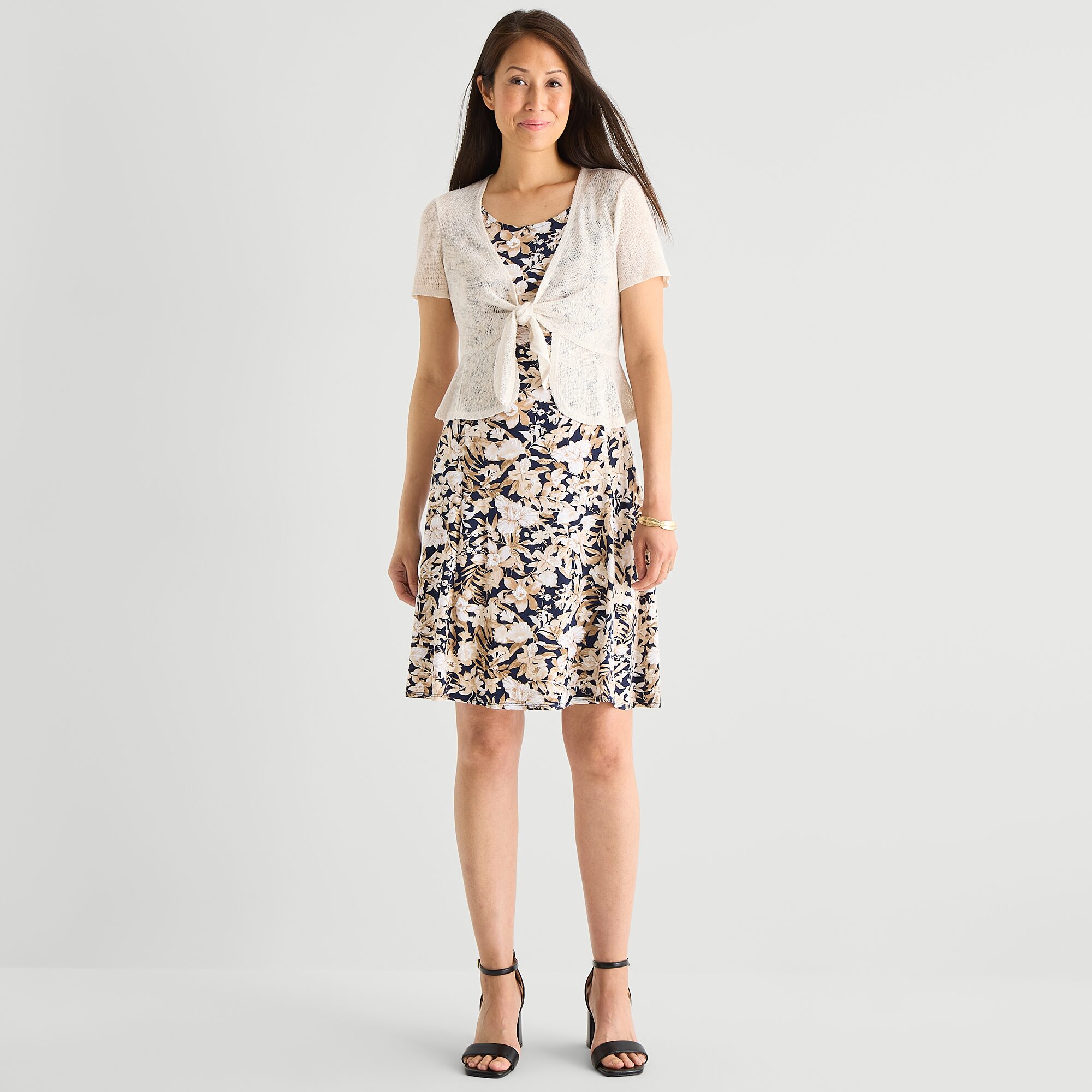 Perceptions Womens Floral Jacket Dress