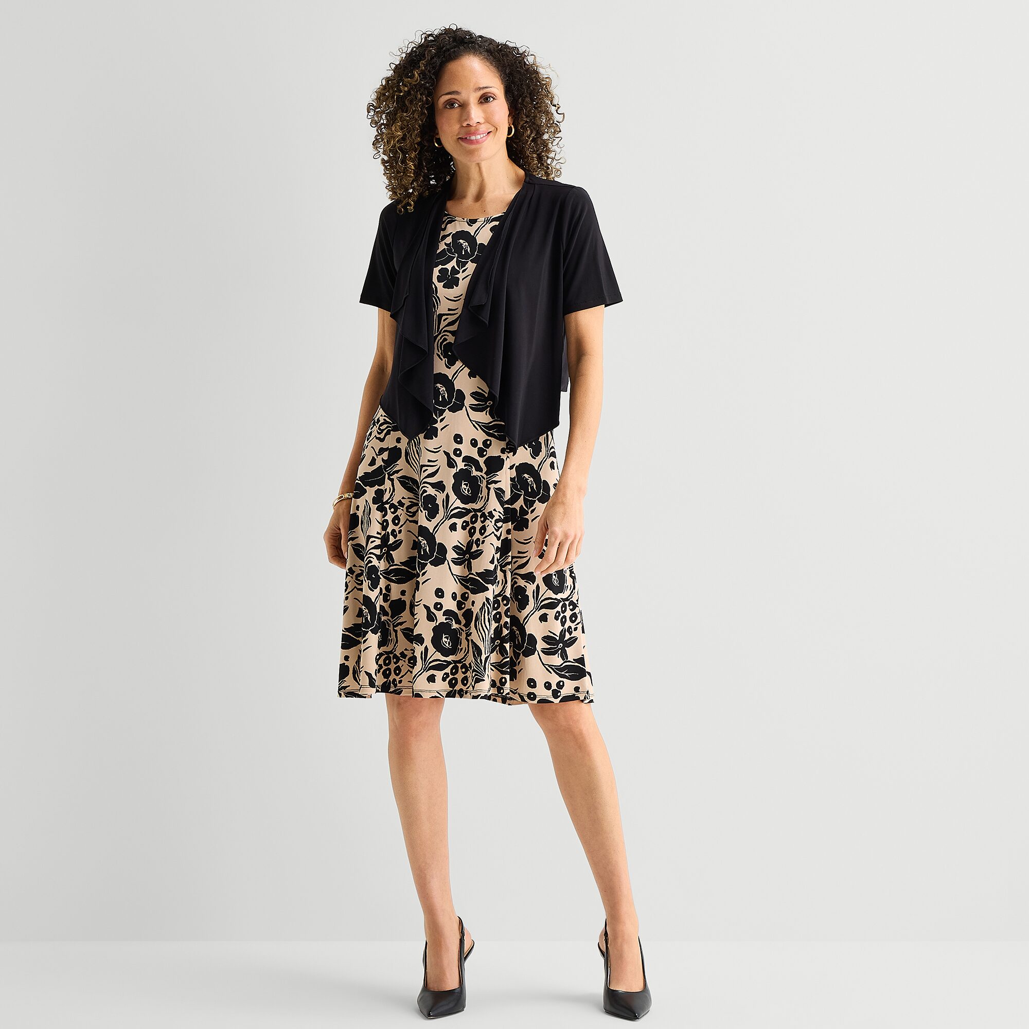Perceptions Womens Floral Jacket Dress