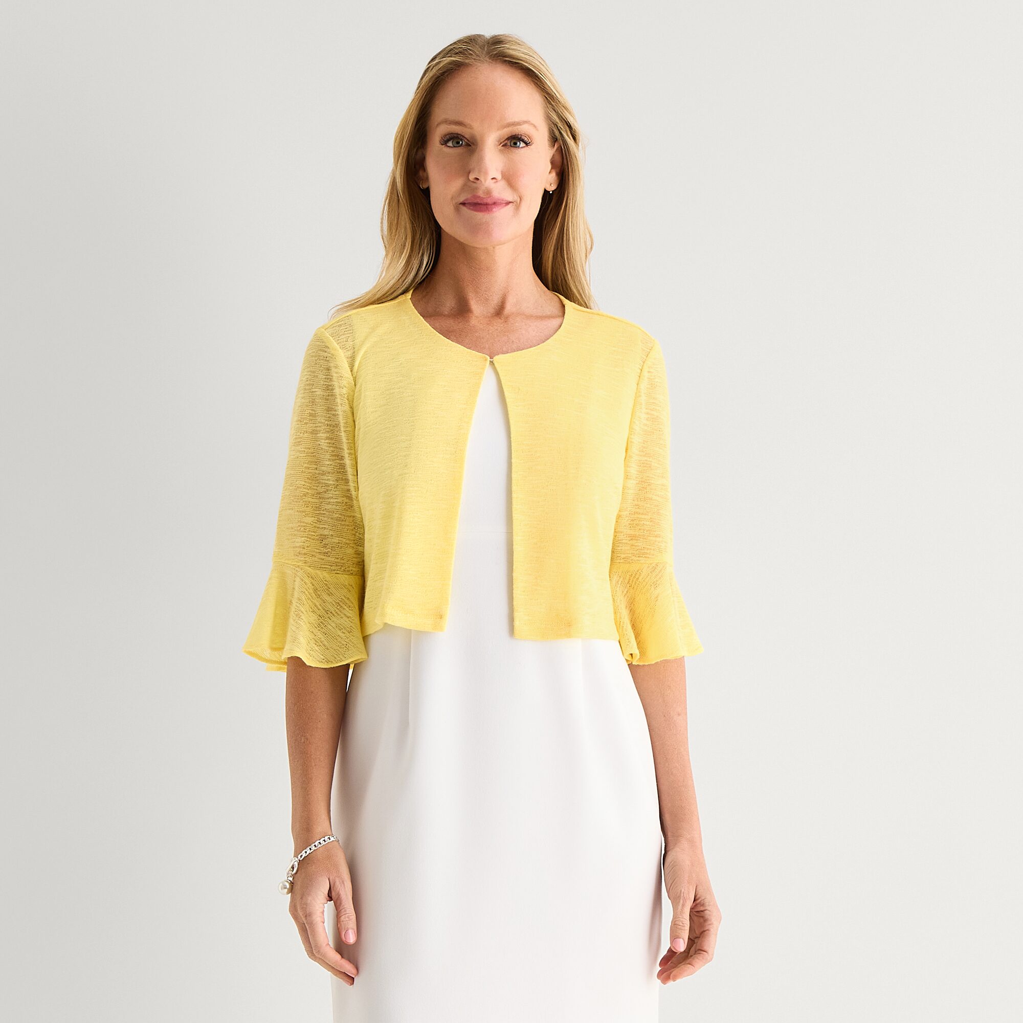 Perceptions Womens Petite 3/4 Sleeve Shrug