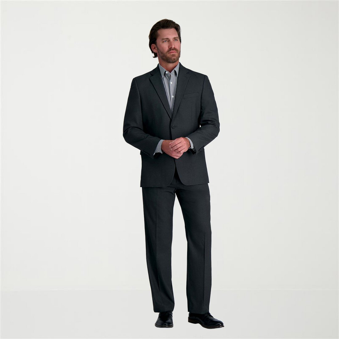 slim fit dress slacks Haggar Men's Classic-Fit Smart Wash Dress Shirt main image 1