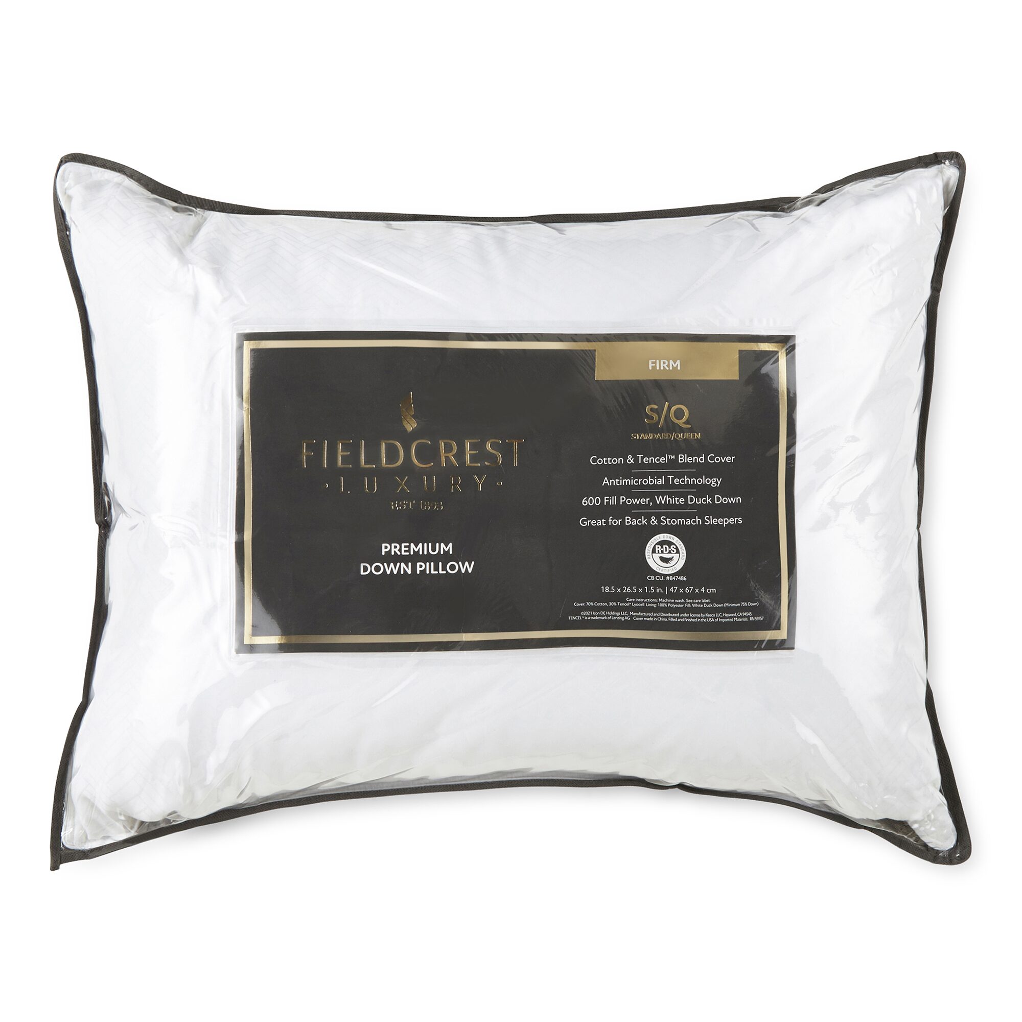 Fieldcrest Down Firm Density Bed Pillow