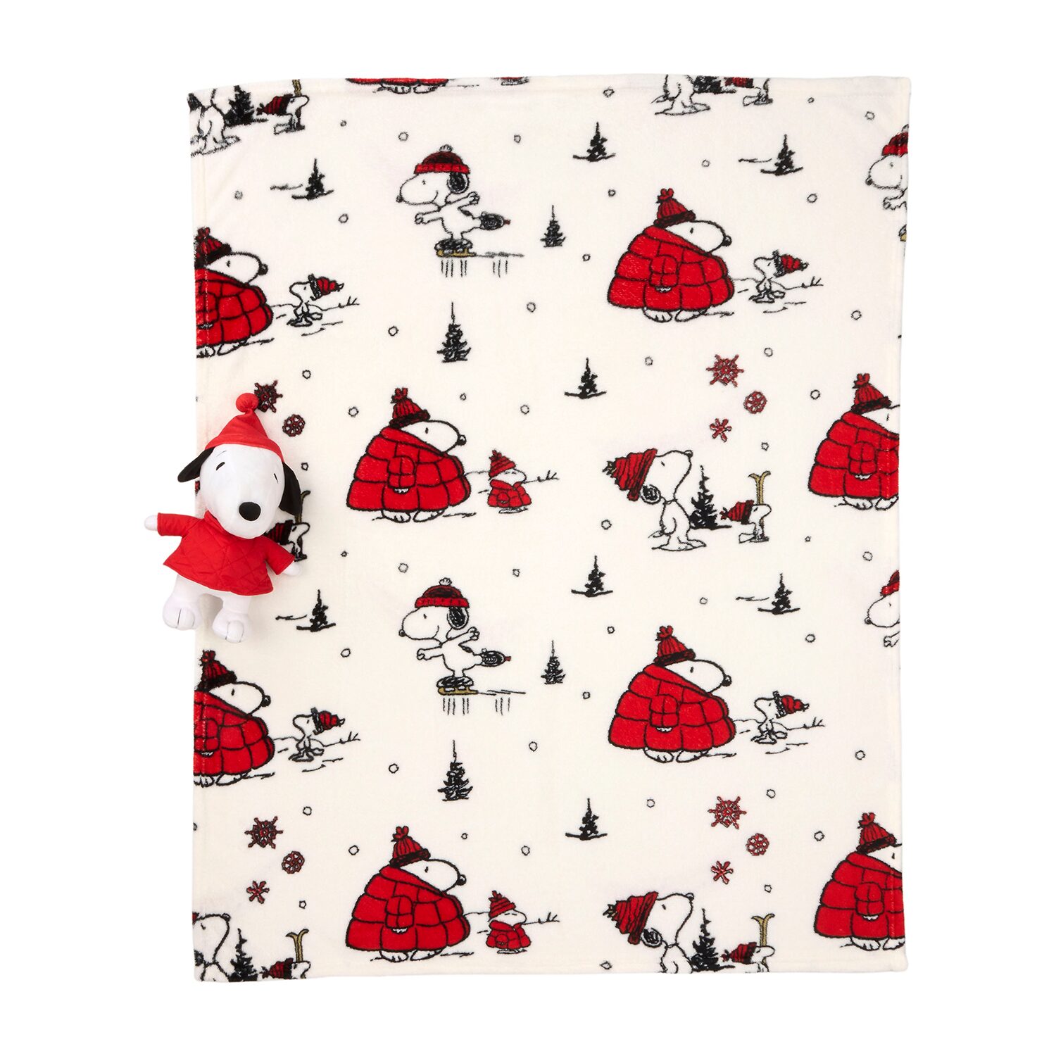 Peanuts Red Puffer Peanuts Washable Lightweight Throw
