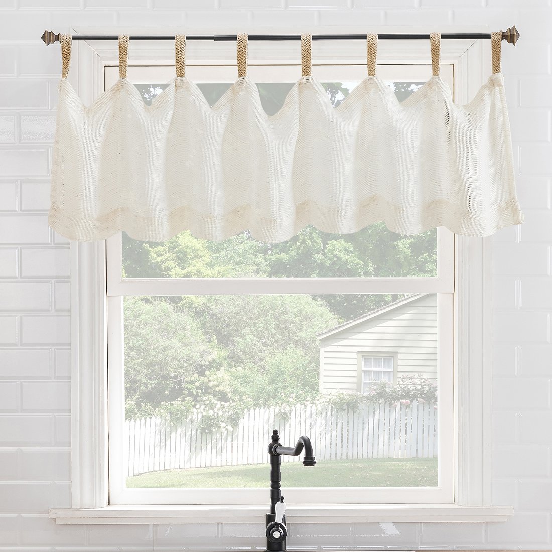 Bella Pintuck Diamond deals Window Valance in White