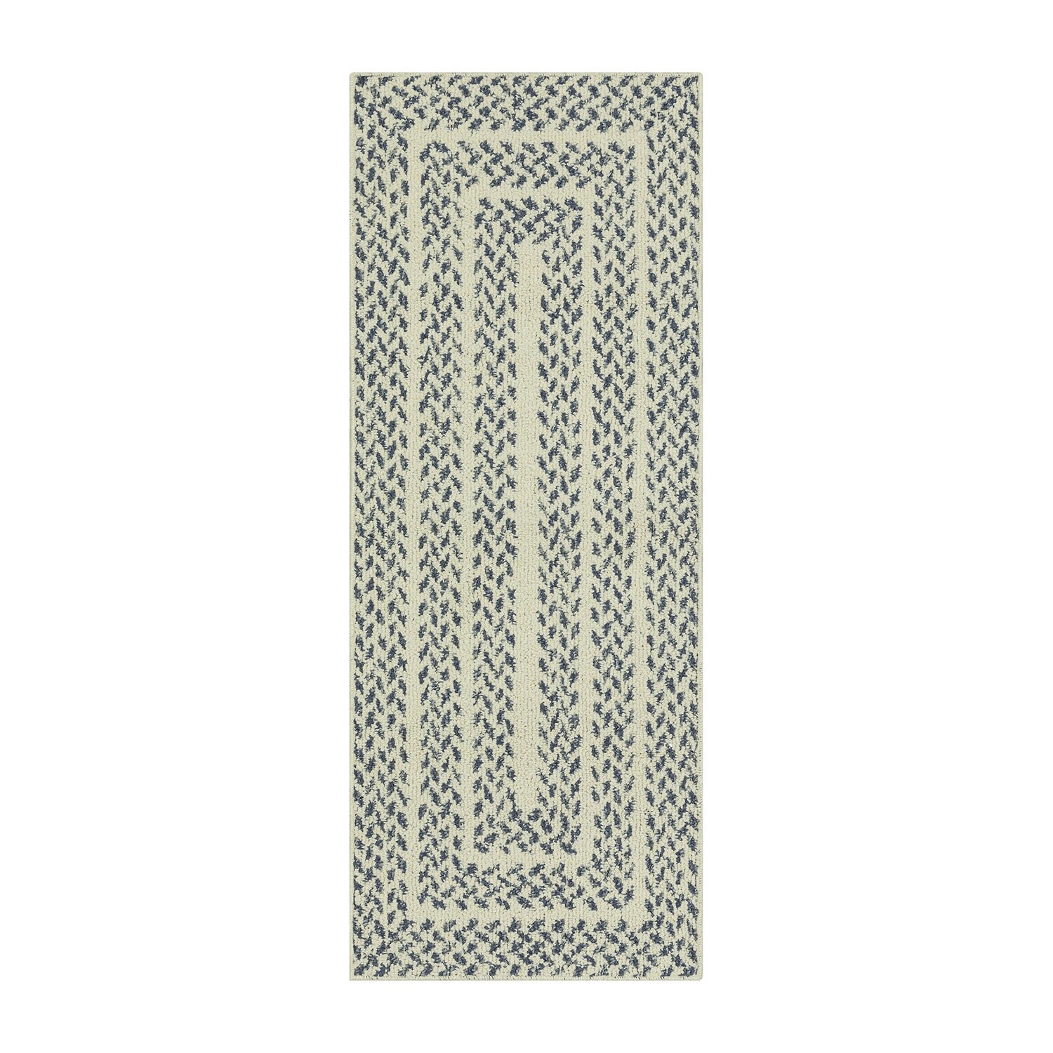 Maples Braided Squares Blue Indoor Rectangular Runner