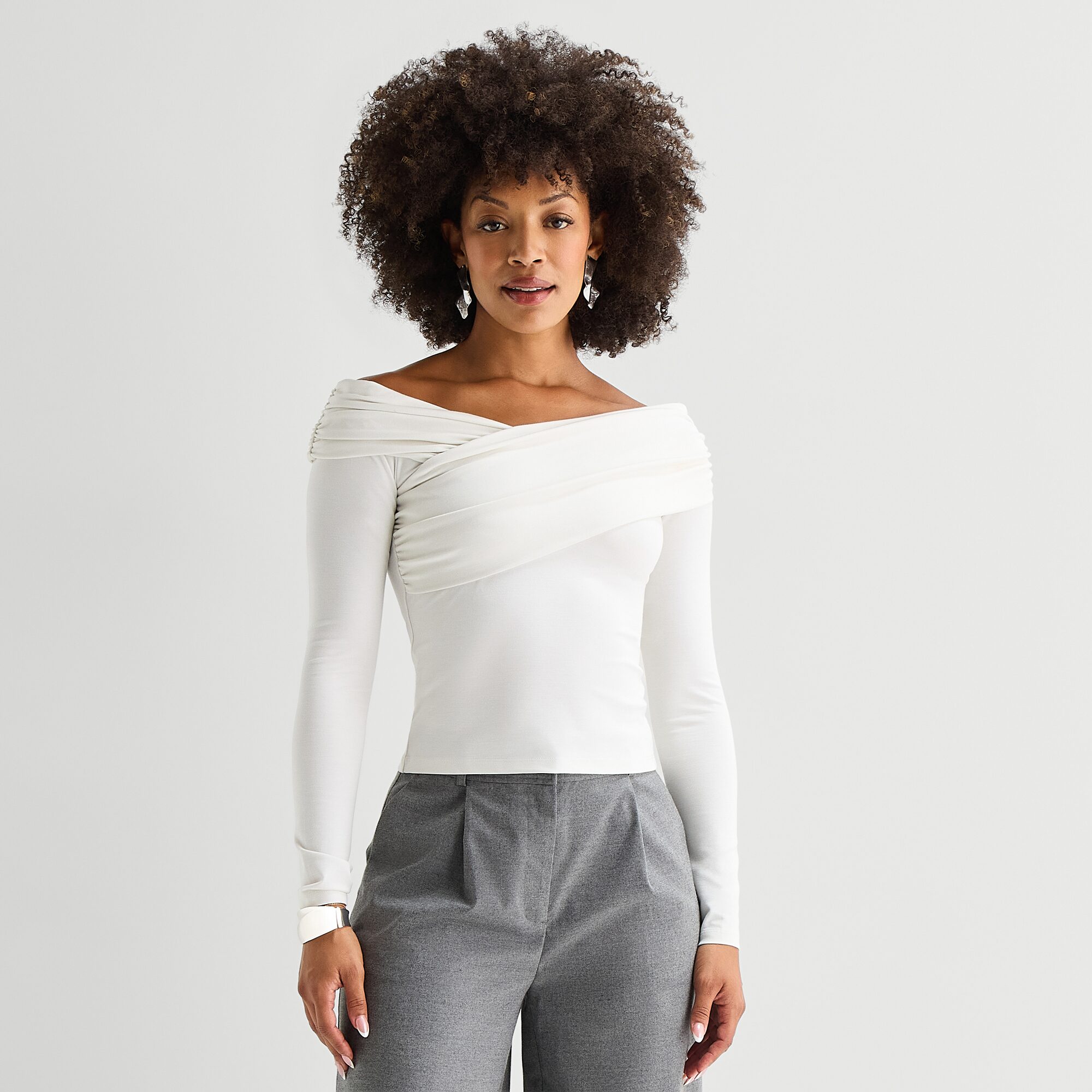 Bold Elements Womens V Neck Long Sleeve Blouse