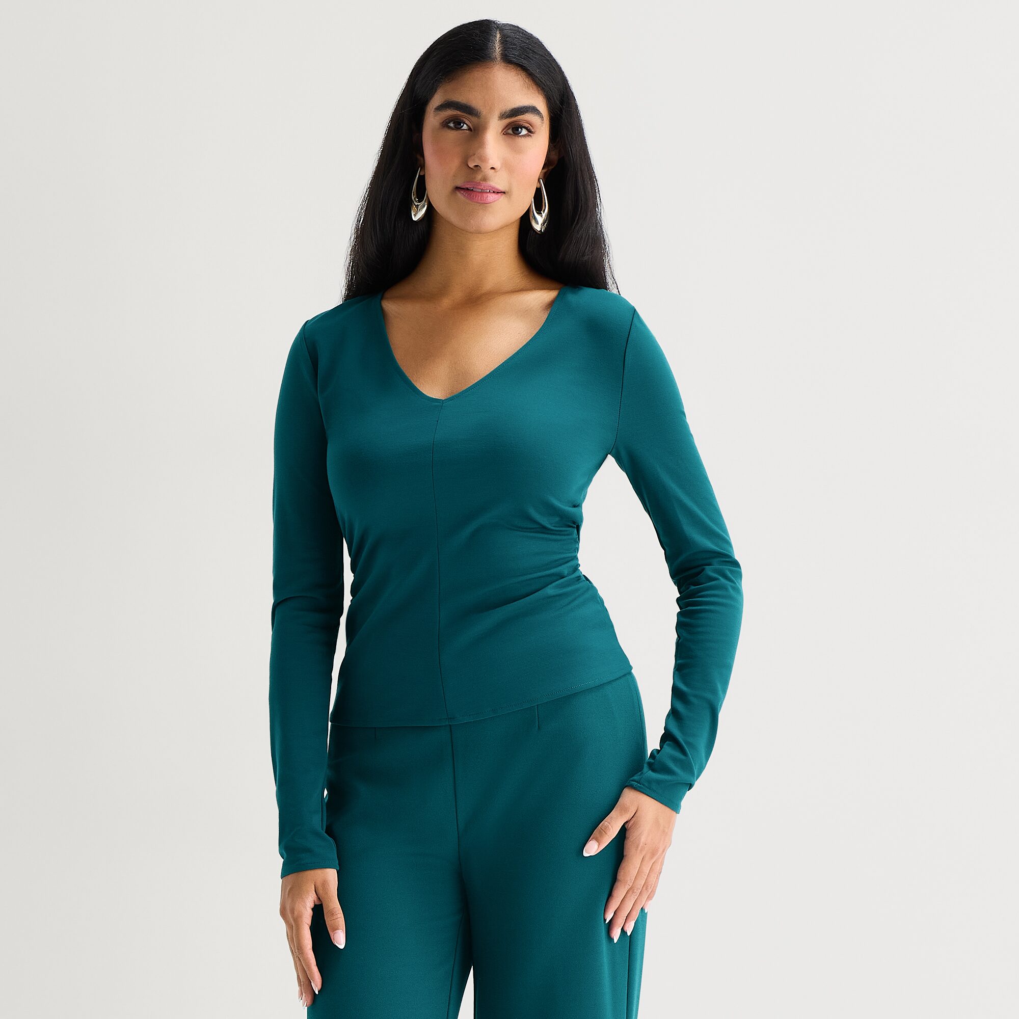 Bold Elements Womens V Neck Long Sleeve Blouse
