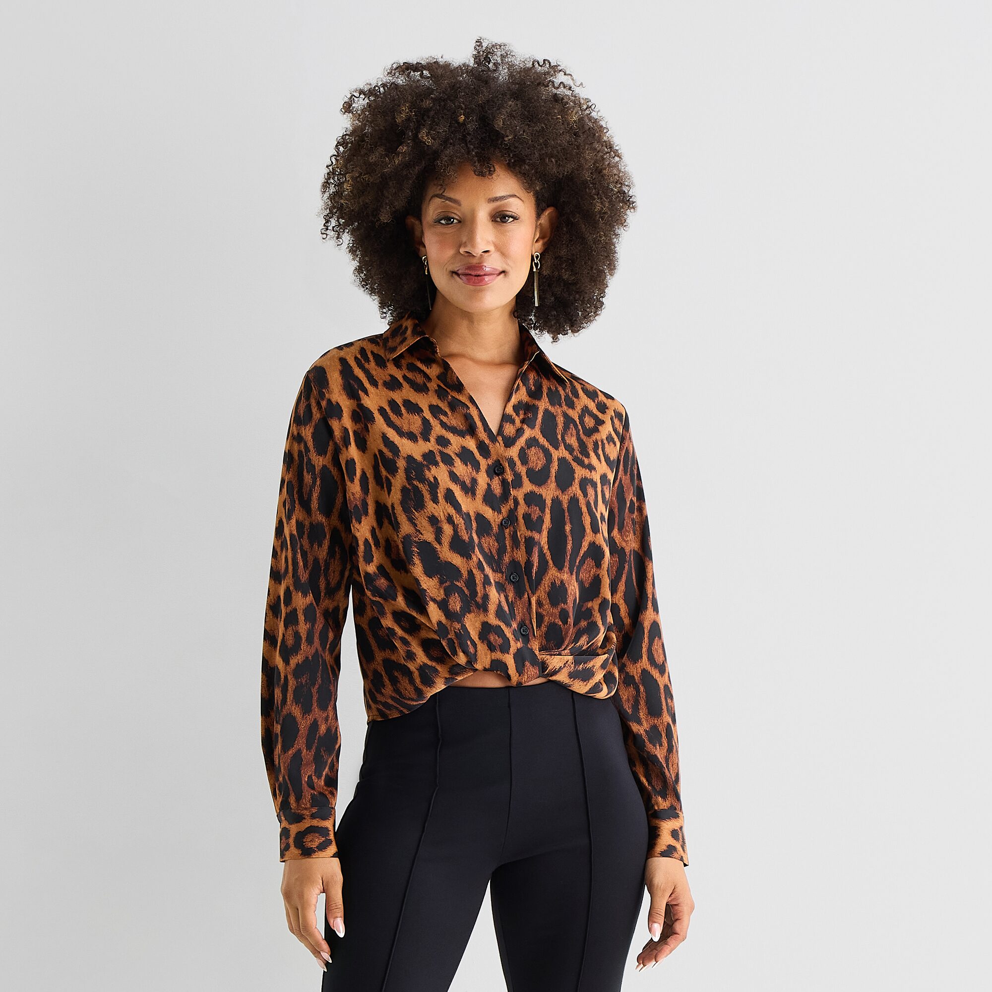 Bold Elements Womens Long Sleeve Satin Blouse