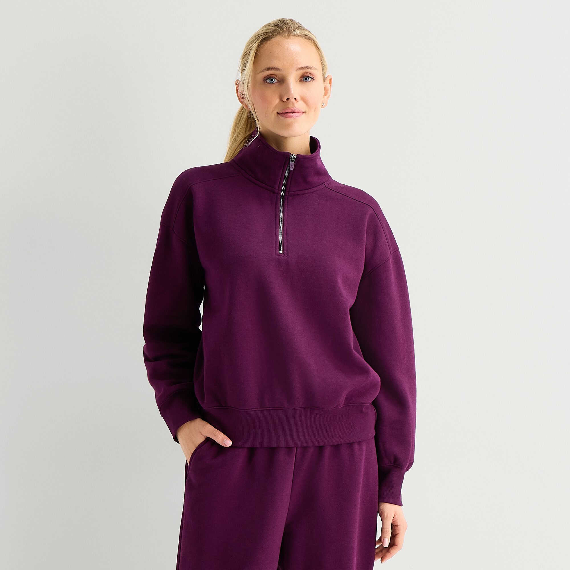 Xersion Womens Oversized Super Soft Fleece Half Zip Pullover