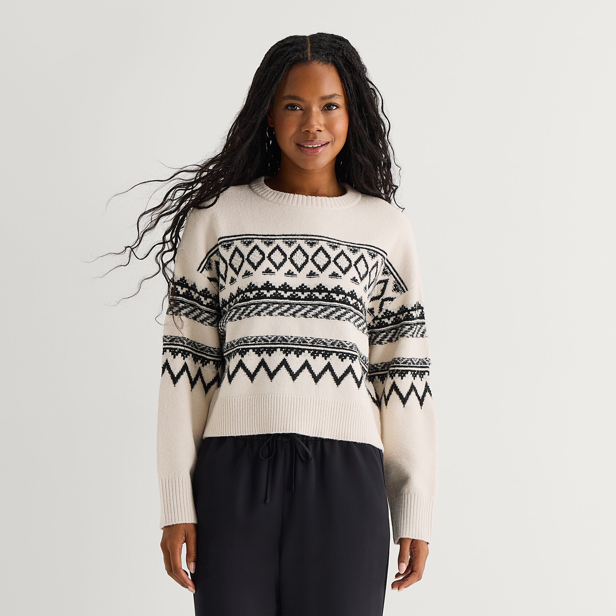 a.n.a Womens Crew Neck Long Sleeve Pullover Sweater