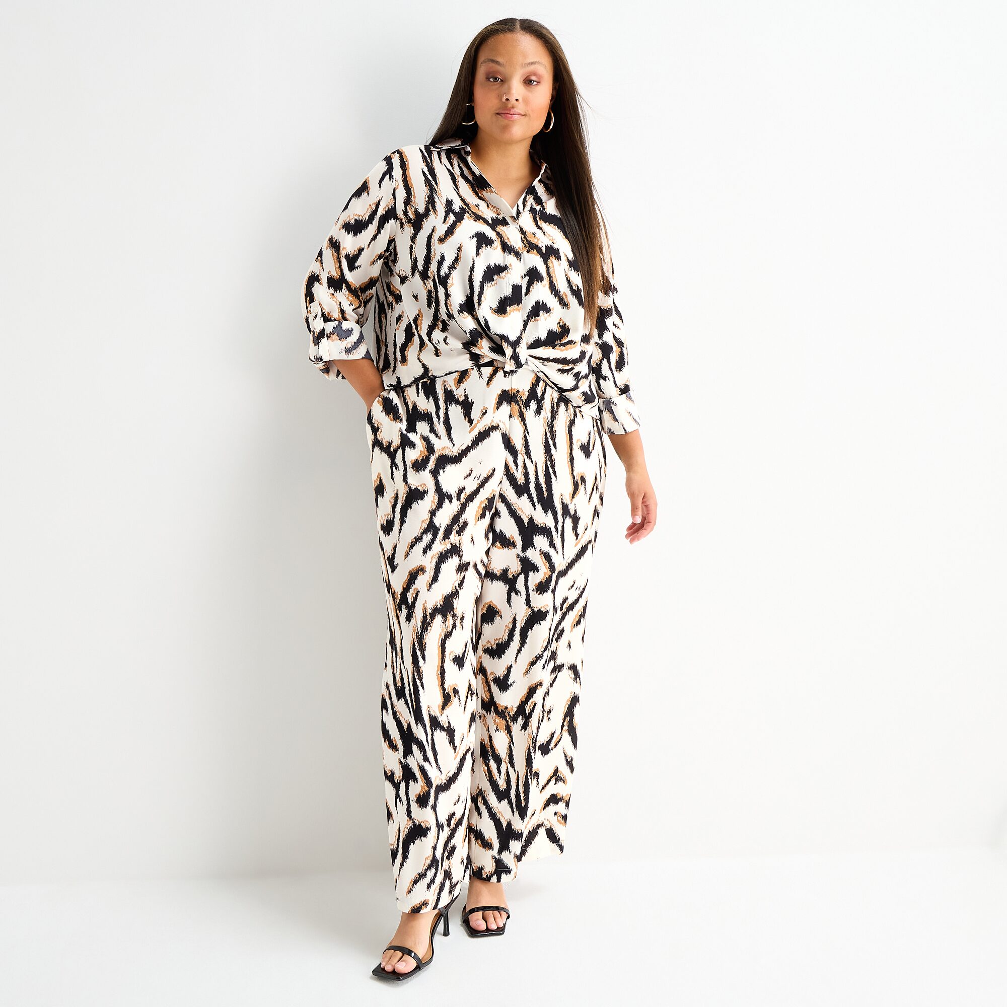 Bold Elements Womens Plus Wide Leg Pull-On Pant