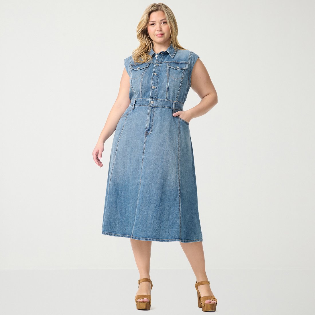 JCPenney JS Jessica Simpson Womens Plus Midi Sleeveless A-Line Dress available now at Tyrone Square JCPenney JS Jessica Simpson Womens Plus Midi Sleeveless A-Line Dress available now at Tyrone Square