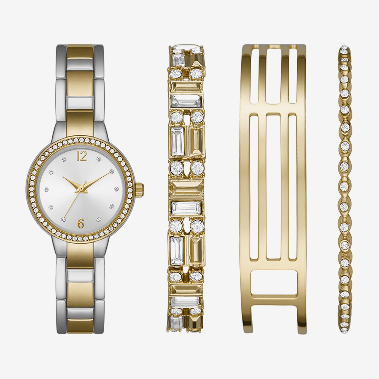 Geneva Silver Crystal-Accent Women’s Watch and Bracelet Set Geneva Womens Crystal Accent Gold Tone 2-pc. Watch Boxed Set  main image 4