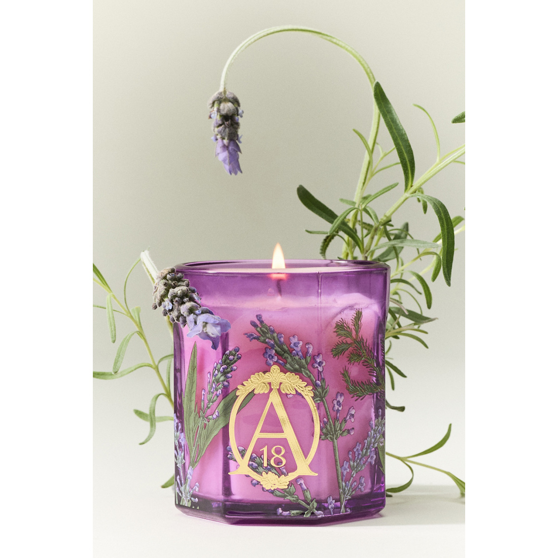 Anthropologie Apothecary 18 Fresh Lavender Balsam Glass Candle by