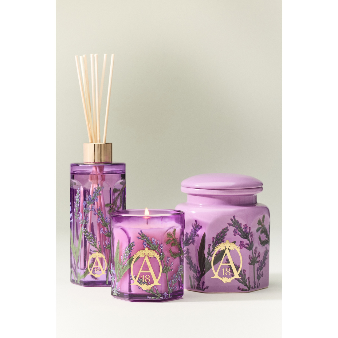 Anthropologie Apothecary 18 Fresh Lavender Balsam Glass Candle by