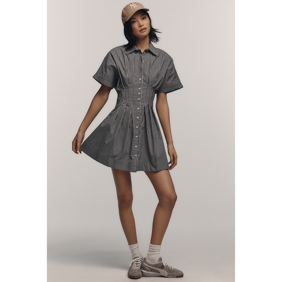 the tobie mini shirt dress by exquise Exquise The Tobie Button-Front Pleated Shirt Dress by Exquise: Mini Eyelet Edition at MarketFair Shoppes in Princeton, NJ
