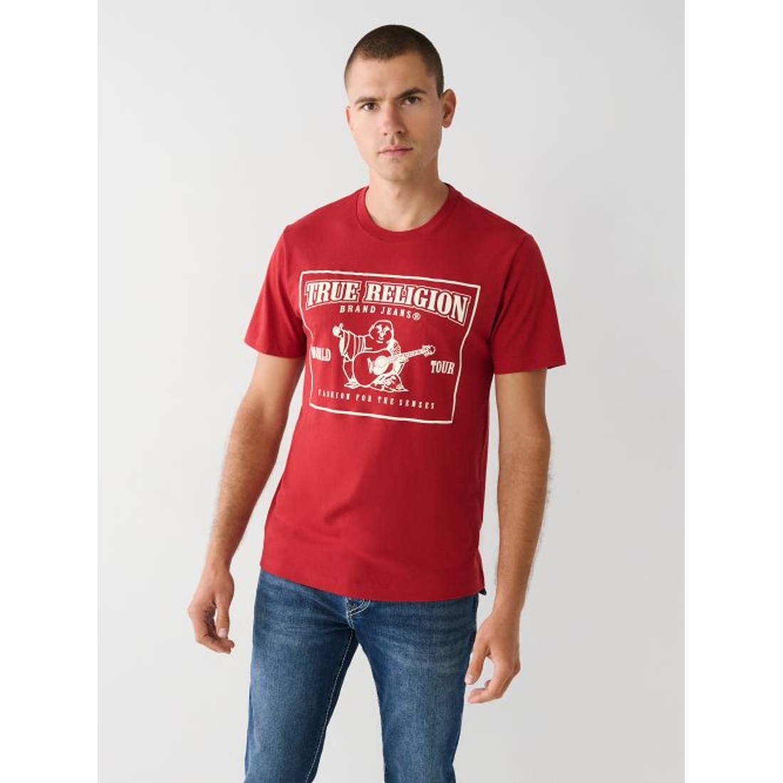 関税込み♪【TRUE RELIGION】FLOCKED ブッダ ロゴ ★ Tシャツ FLOCKED SPLIT BUDDHA FACE TEE | True Religion