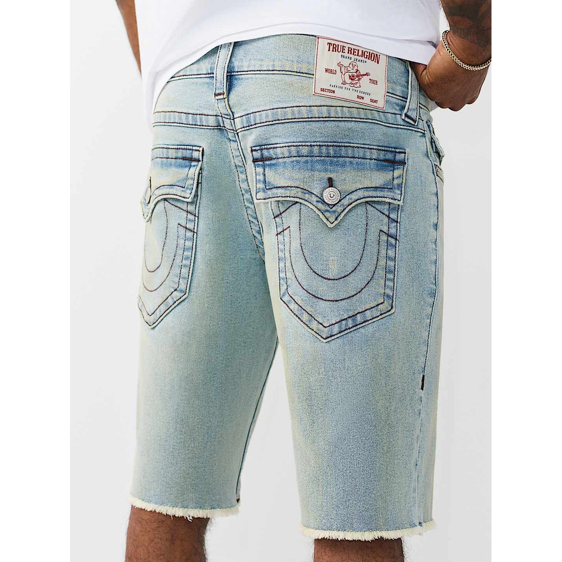 True Religion Outlet Ricky Frayed Hem Flap Short available now at