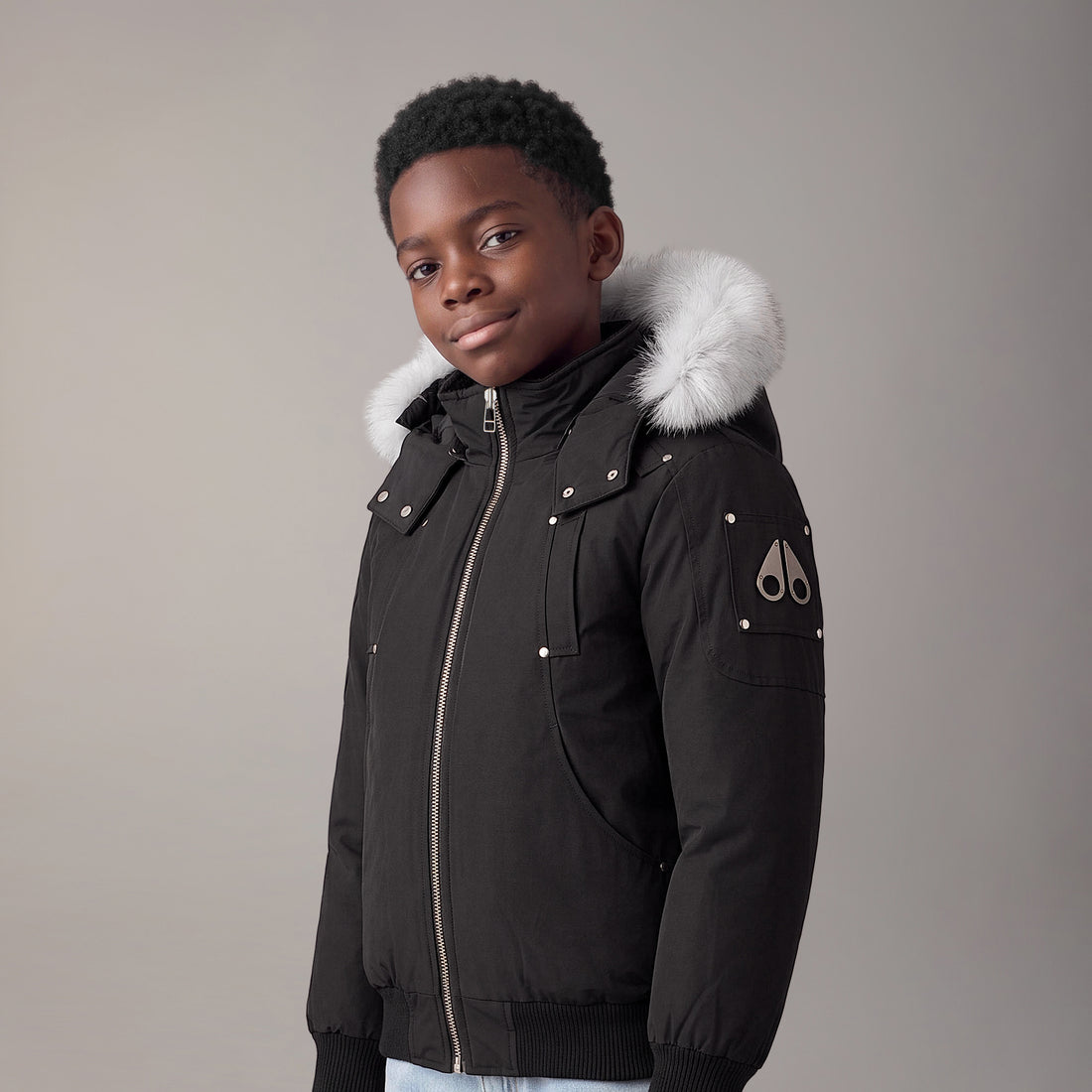 Moose Knuckles Kids Original Down Bomber Jacket - Black