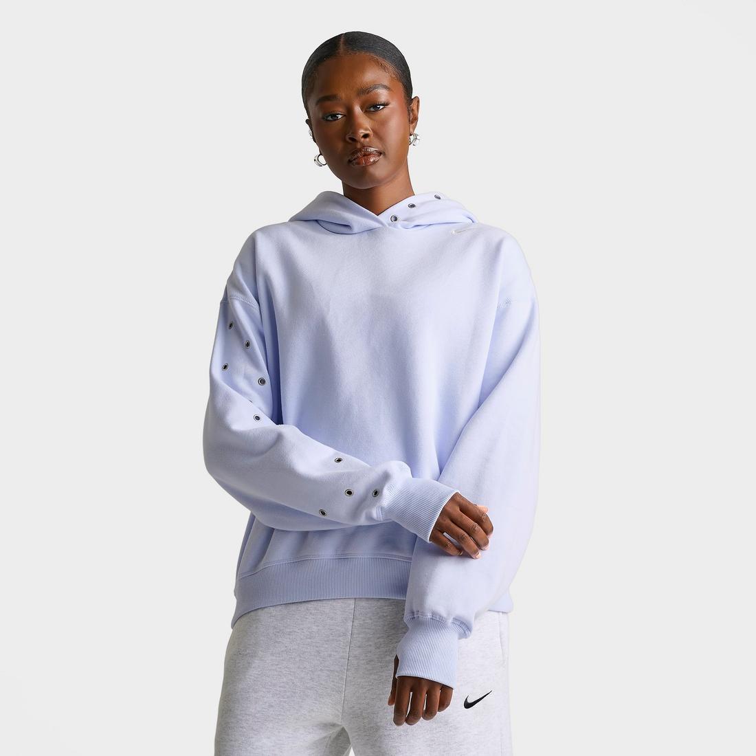 Nike Women's Studio Fleece Medium Weight Grommet Oversized Pullover Hoodie