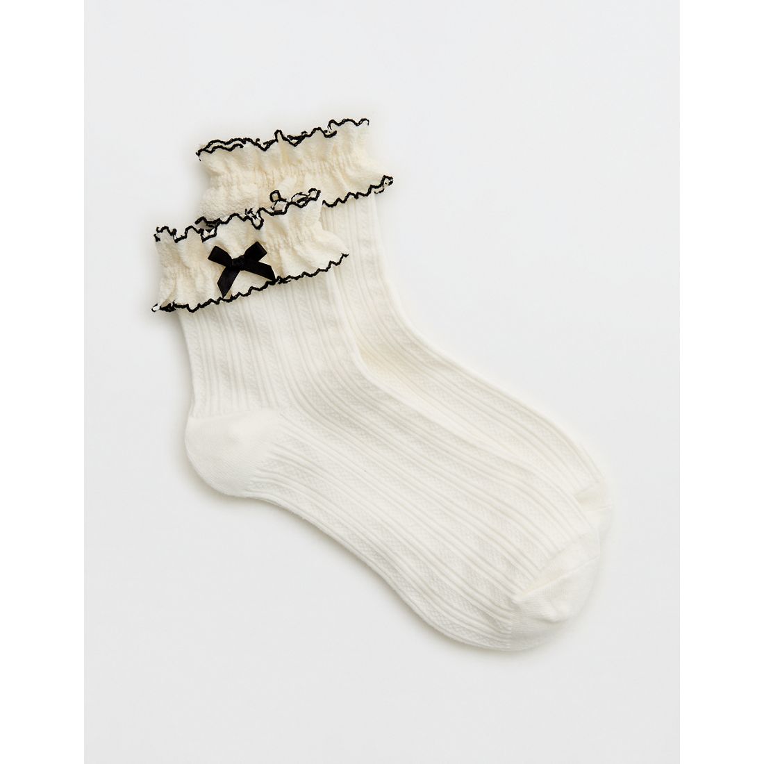 Aerie Double Ruffle Bow Socks