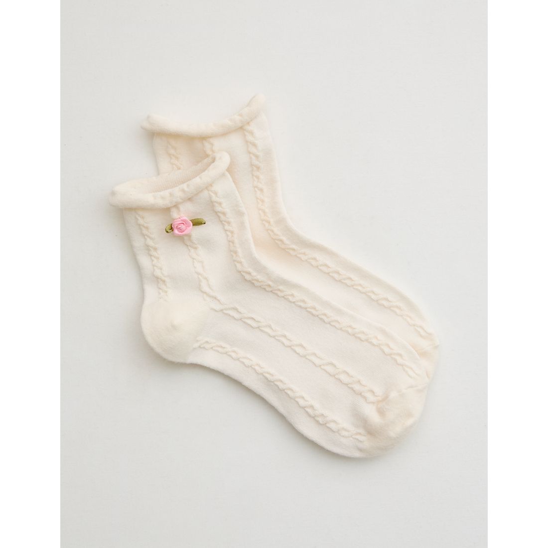 Aerie 3D Rosette Quarter Socks