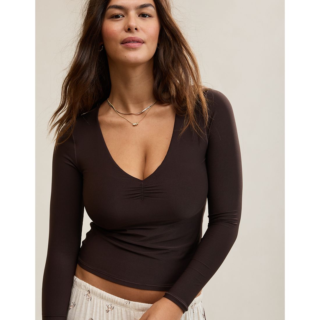 Aerie SMOOTHEZ Long Sleeve Ruched Top
