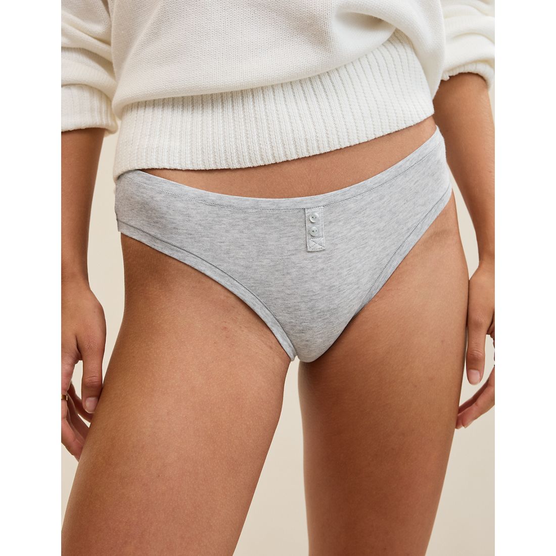 Aerie Superchill Cotton Button Thong Underwear