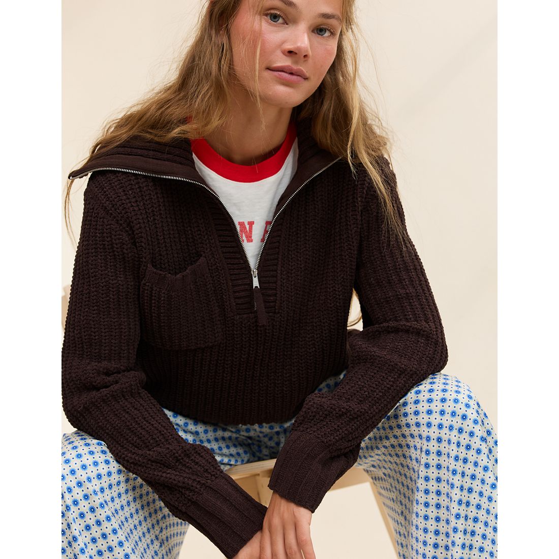 Aerie So Nostalgic Quarter Zip Sweater