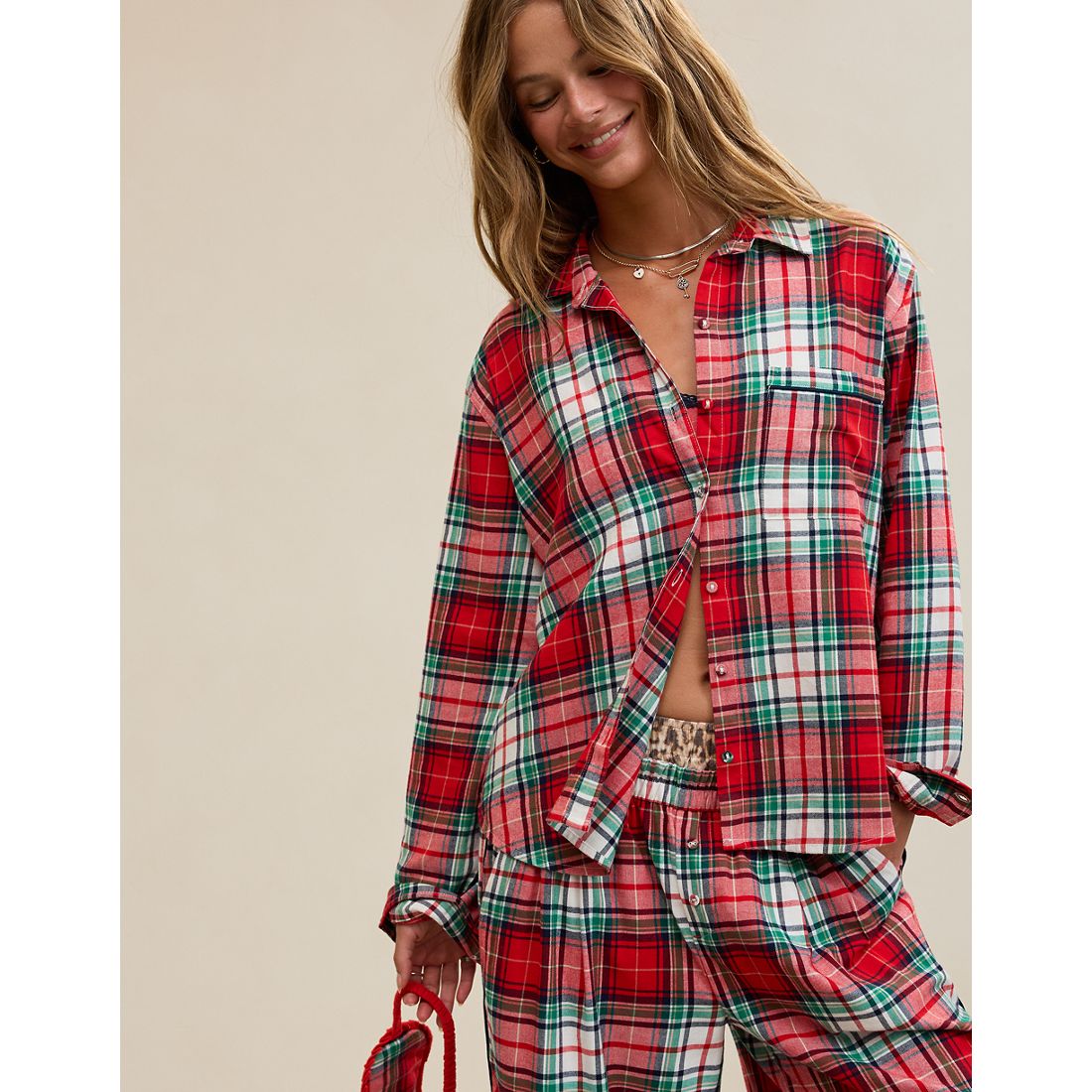 Aerie Checked Out Flannel Oversized Top