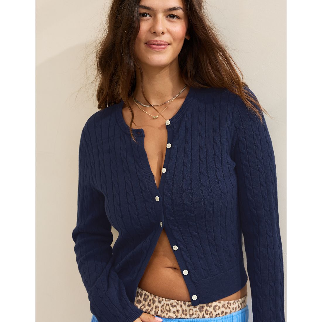 Aerie Cotton Cable Cardigan