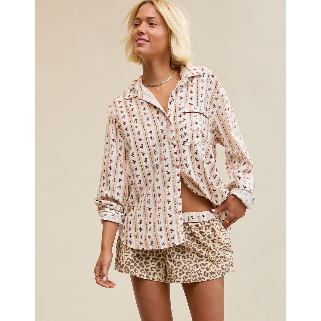 Aerie Checked Out Flannel Oversized Top