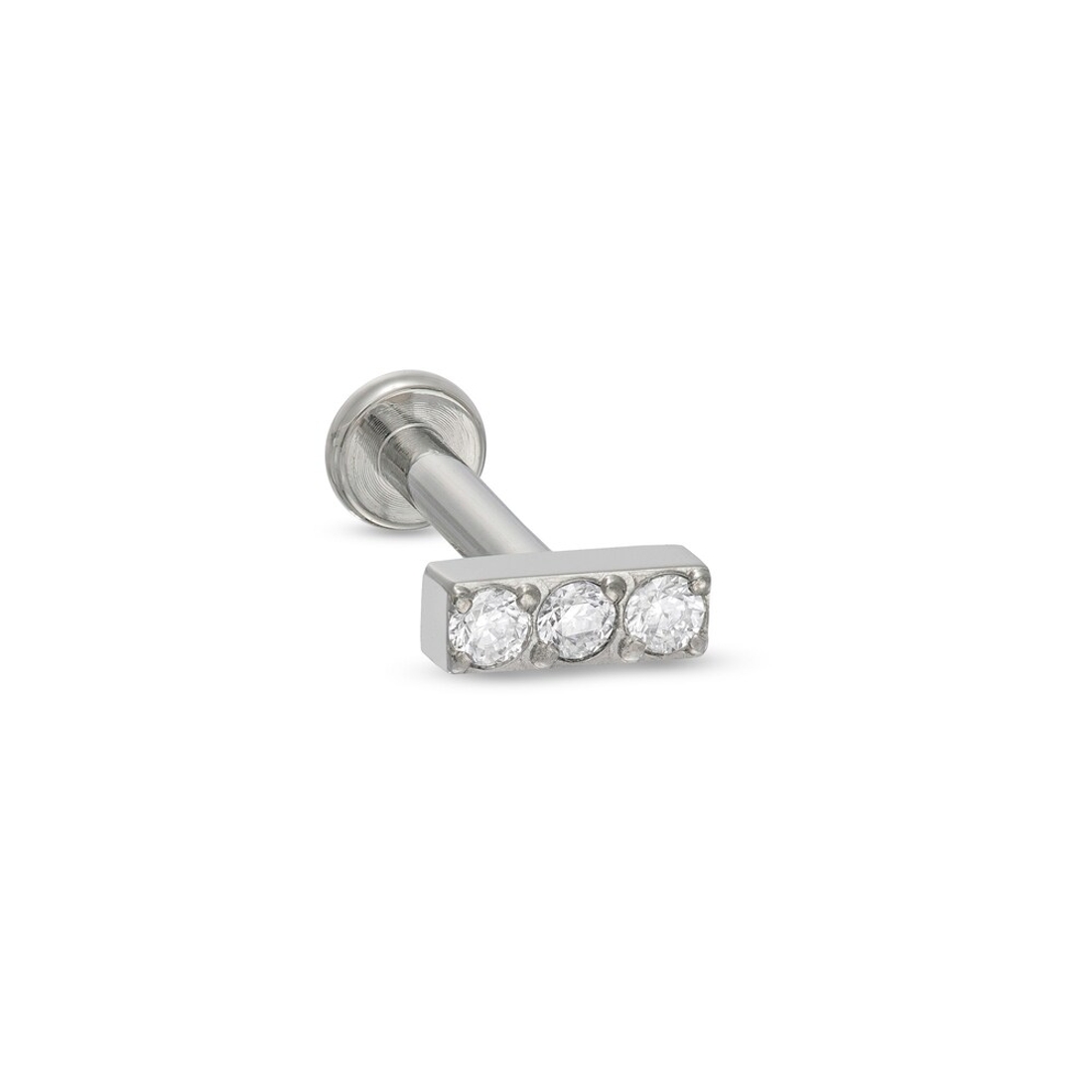 Titanium CZ Three Stone Bar Stud - 16G 5/16 Titanium CZ Three Stone Bar Stud - 16G 5/16