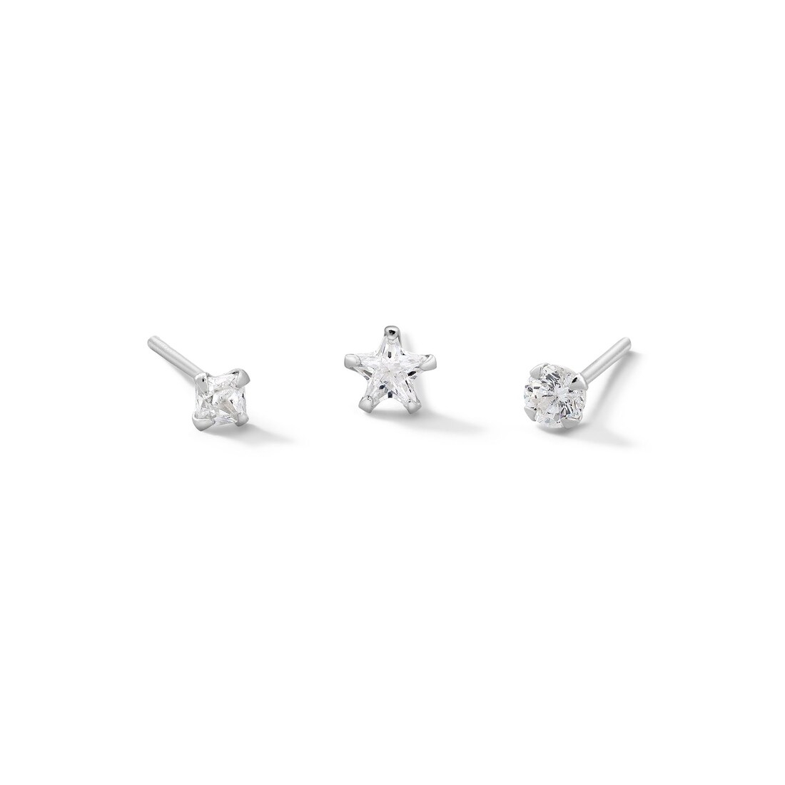 Banter Semi-Solid Sterling Silver CZ Nose Stud Set - 22G
