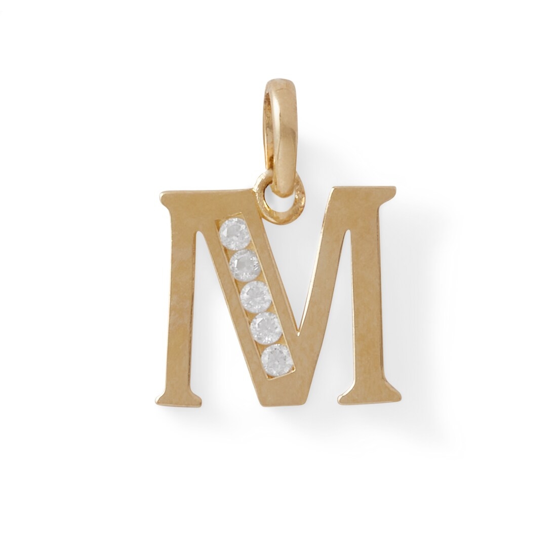 Banter 10K Solid Gold CZ Channel "M" Initial Charm