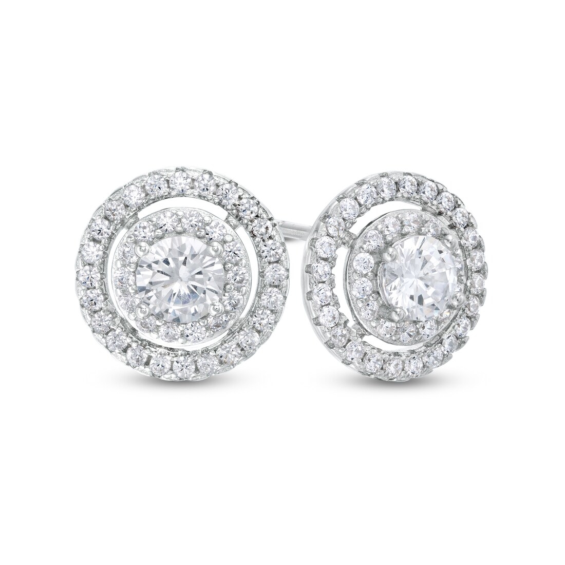 Banter Solid Sterling Silver 4mm CZ Double Frame Studs