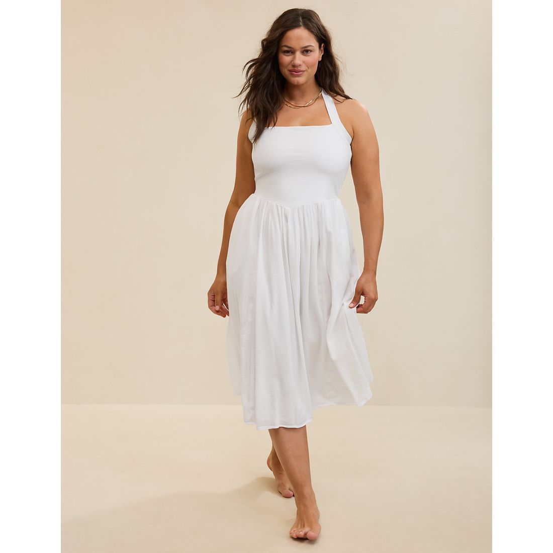 heavy knit dress Sleeveless Square Neck Heavy Knit Short Fitted Dress with Pleated Skir –  Poise and Personality Boutique main image 1