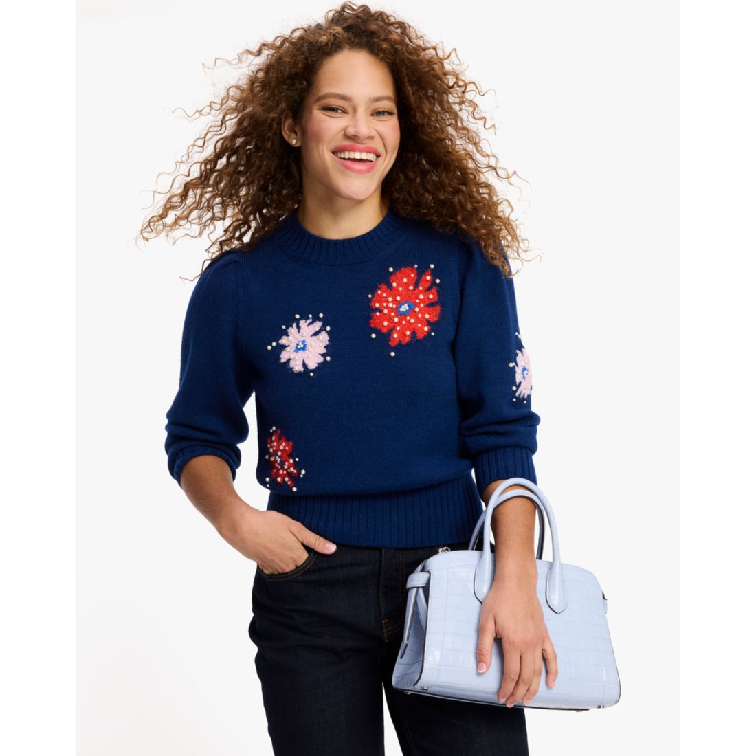 Kate Spade New York Outlet Floral Embellished Sweater available now at Wrentham Village Premium Outlets