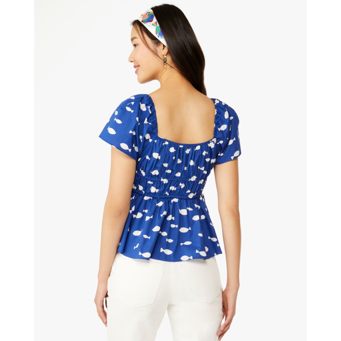 Kate Spade New York Outlet Graphic Fish Square-Neck Top