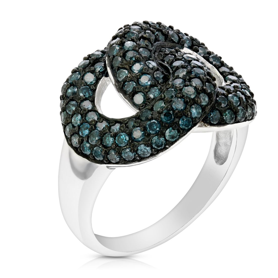 1.65 cttw Blue Diamond Ring .925 Sterling Silver with