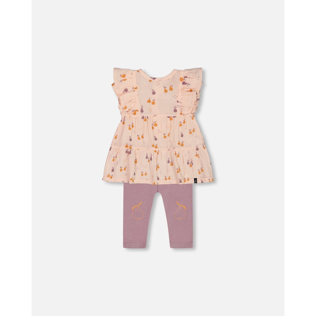Deux Par Deux Muslin Tunic & Jersey Leggings Set - Printed Pear