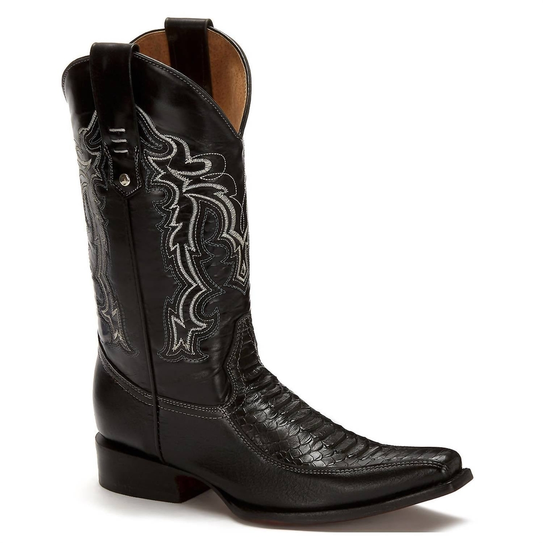 Western Cowboy Leather Boots In Black available now at Menlo Park Mall™