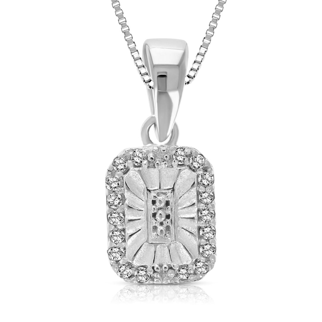 1/10 cttw Diamond Pendant Necklace .925 Sterling Silver 18