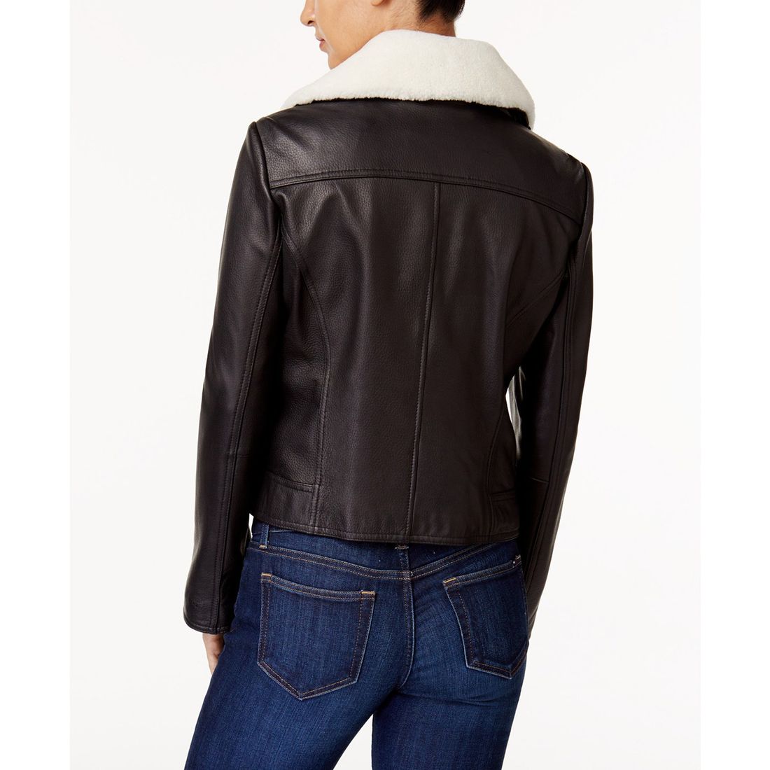 Michael Michael Kors Black Leather Jacket with Shearling